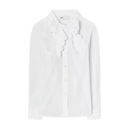 Witte Blouse met Strikdetail Tory Burch , White , Dames