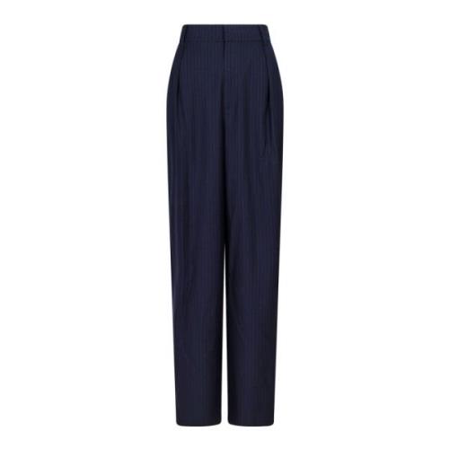 Pinstripe Wijde Pijp Hoge Taille Broek Neo Noir , Blue , Dames