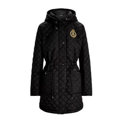 Gewatteerde jas met capuchon Ralph Lauren , Black , Dames