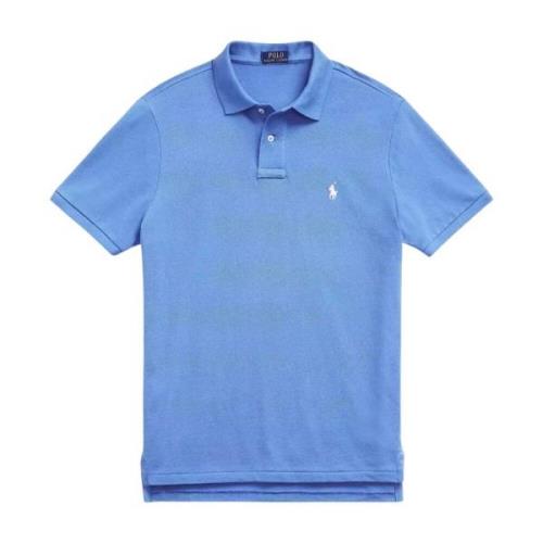 Katoenen blauw poloshirt met logo Slim Fit Ralph Lauren , Blue , Heren