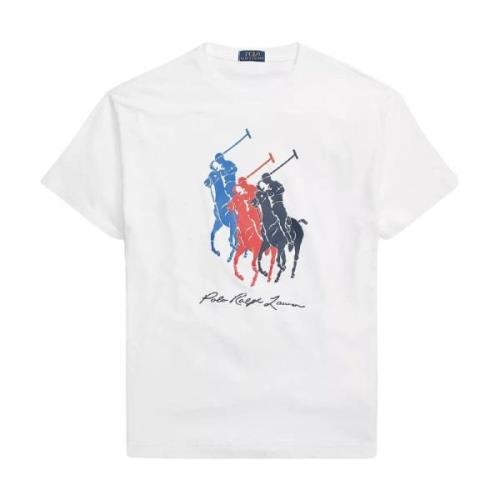 Wit katoenen T-shirt met bedrukt logo Ralph Lauren , White , Heren