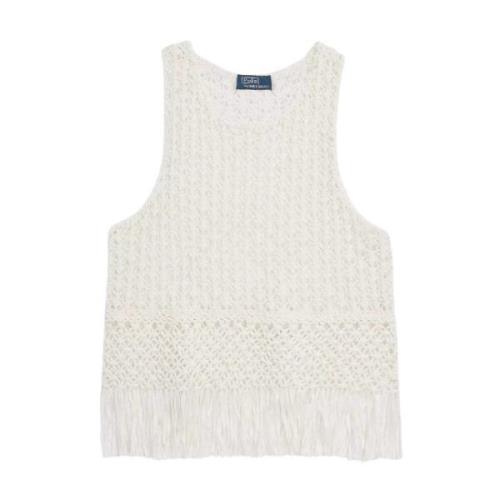 Gehaakte top met franjes Ralph Lauren , White , Dames