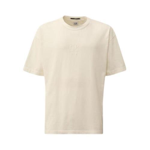 Boxy Logo Katoenen T-shirt C.p. Company , White , Heren