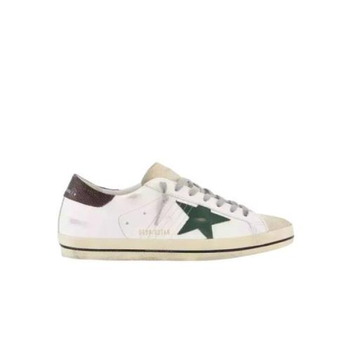 Witte leren sneakers met groene ster Golden Goose , White , Heren