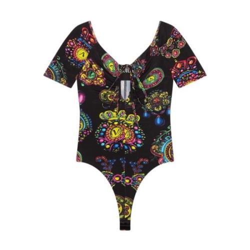 Zwart Regalia Print Body Versace Jeans Couture , Black , Dames