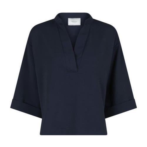 Crepe Blouse met Wijde Boxmouwen Neo Noir , Blue , Dames