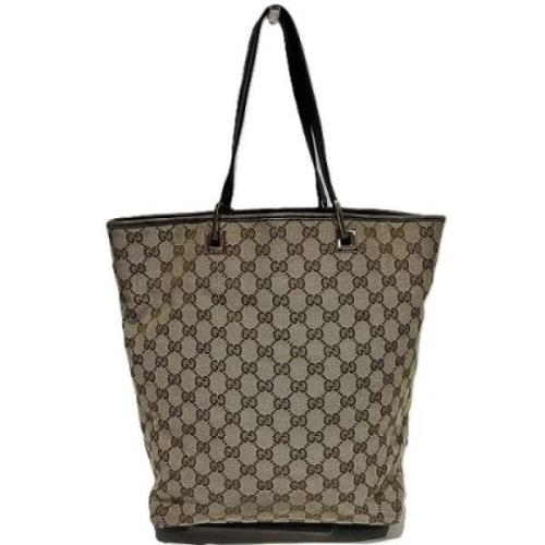 Pre-owned Canvas totes Gucci Vintage , Beige , Dames