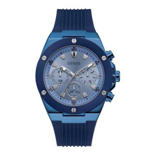 Blauw Roestvrijstalen Quartz Horloge Guess , Blue , Heren