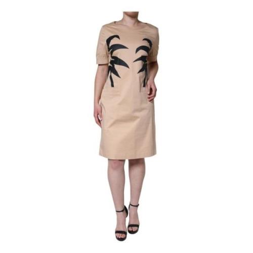 Beige Katoenen A-Lijn Jurk Moschino , Beige , Dames