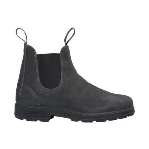 Grijs/zwarte leren enkellaarzen Blundstone , Gray , Heren