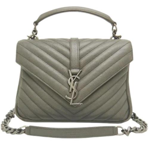 Pre-owned Leather handbags Yves Saint Laurent Vintage , Gray , Dames