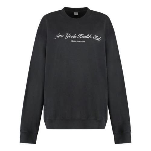 Katoenen Crew-neck Sweatshirt Geribde Boorden Sporty & Rich , Gray , D...