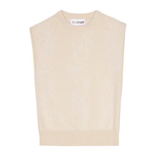 Elegante Gestreepte Off-White Vest Opéra Sport , Beige , Dames