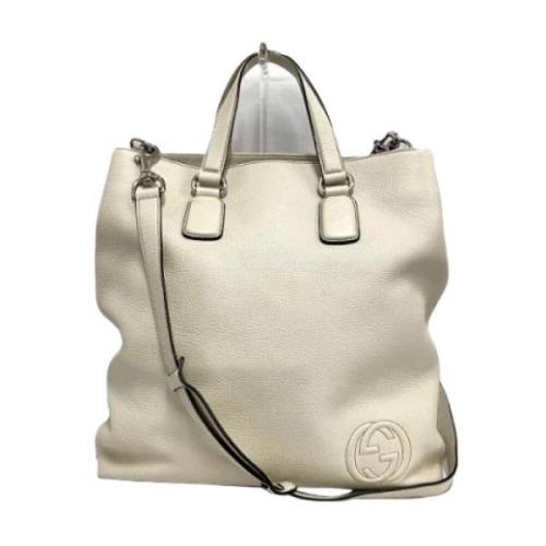 Pre-owned Leather totes Gucci Vintage , Beige , Dames