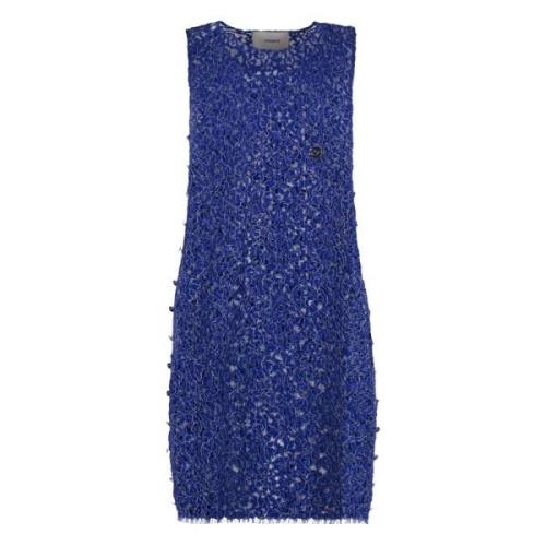 Bloemen kanten jurk met Lurex details Coperni , Blue , Dames