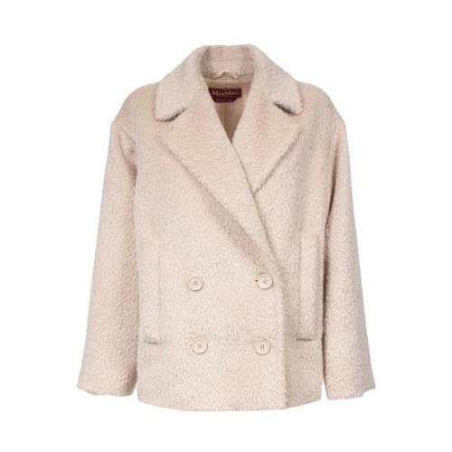 Alpaca Dubbelbreasted Jas met Reverskraag Max Mara Studio , Beige , Da...