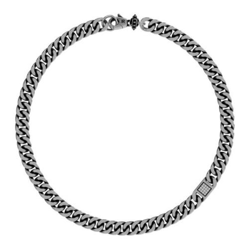 Stalen choker ketting met diamanten John Richmond , Gray , Dames