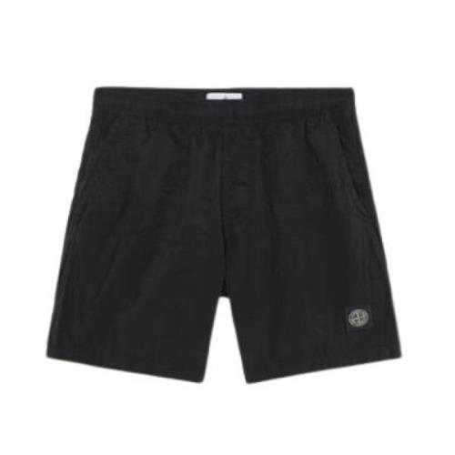 Zwarte Nylon Zwemshort Stone Island , Black , Heren