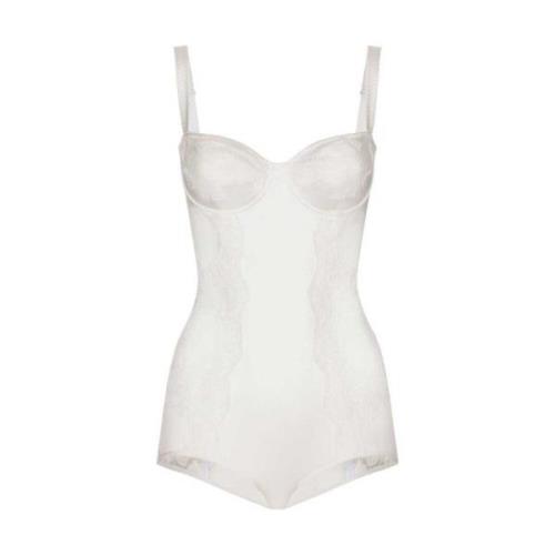 Zijden Satijnen Kant Body Balconette Stijl Dolce & Gabbana , White , D...