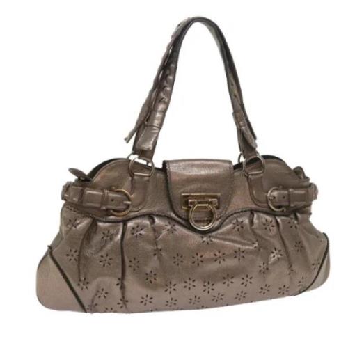 Pre-owned Leather handbags Salvatore Ferragamo Pre-owned , Gray , Dame...