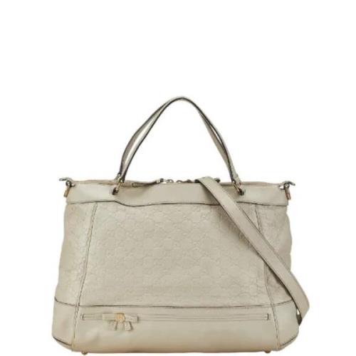 Pre-owned Leather totes Gucci Vintage , White , Dames