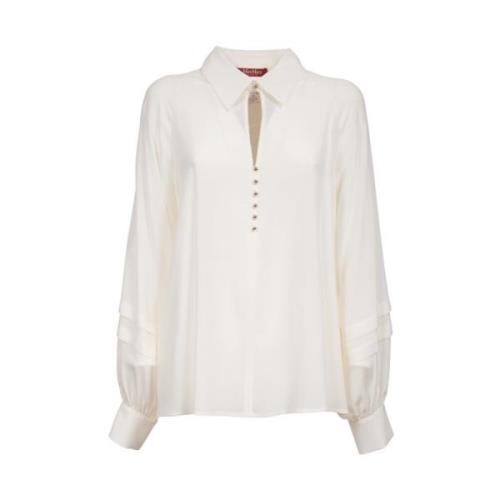 Zijden T-shirtblouse met raglanmouwen Max Mara Studio , White , Dames