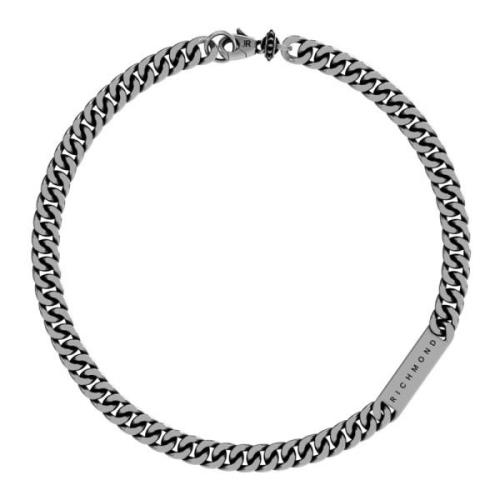 Stalen choker ketting met label John Richmond , Gray , Dames