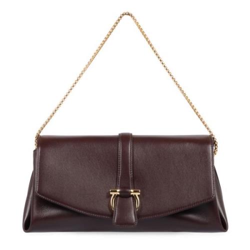 Leren Crossbody Tas met Kettinghengsel Salvatore Ferragamo , Purple , ...