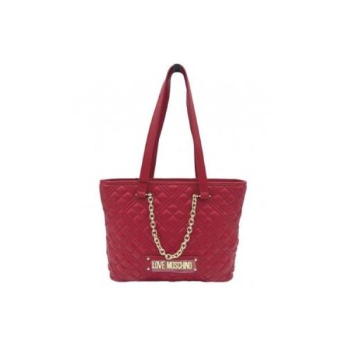 Schoudertas met gouden kettinghandvat Love Moschino , Red , Dames