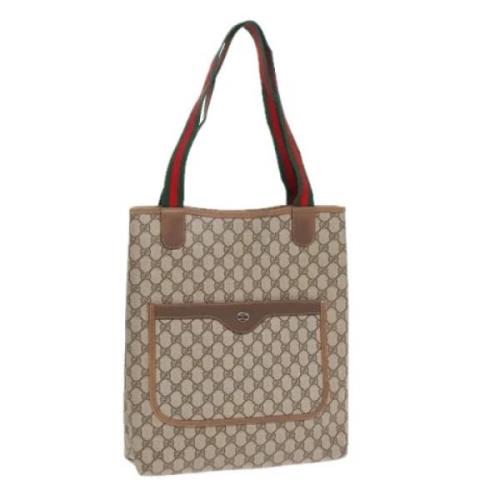 Pre-owned Leather totes Gucci Vintage , Beige , Dames