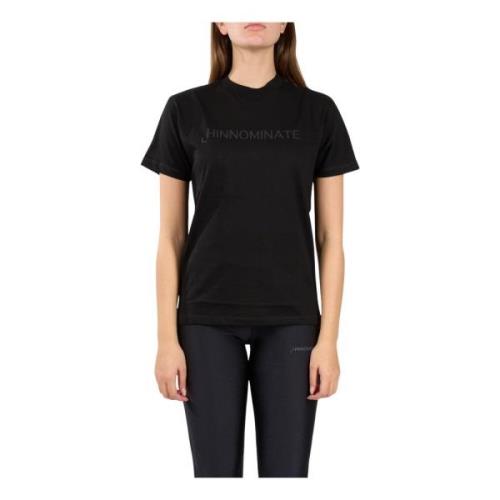 Katoenen Jersey T-shirt met Bedrukt Logo Hinnominate , Black , Heren