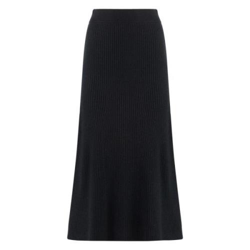 Geribbelde Gebreide Uitlopende Zoom Wollen Rok Calvin Klein , Black , ...