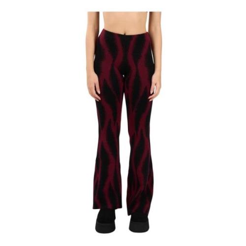 Dierenprint Gebreide Flare Broek Akep , Red , Dames