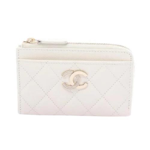 Pre-owned Leather wallets Chanel Vintage , White , Dames