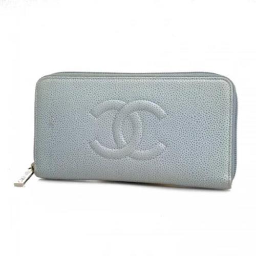 Pre-owned Leather wallets Chanel Vintage , Blue , Dames