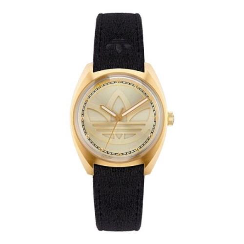 Gouden Dames Quartz Horloge met Leren Band Adidas , Yellow , Dames