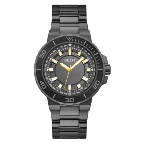 Roestvrijstalen zwart herenhorloge Guess , Black , Heren