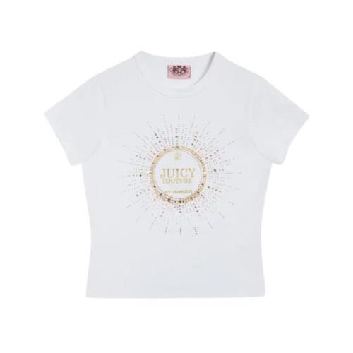 Geborduurd Logo Katoenen T-shirt Juicy Couture , White , Dames