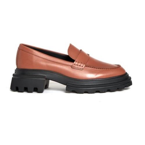 Leren Mocassin Loafer voor Vrouwen Hogan , Brown , Dames