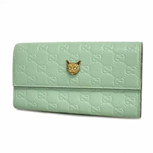 Pre-owned Leather wallets Gucci Vintage , Green , Dames