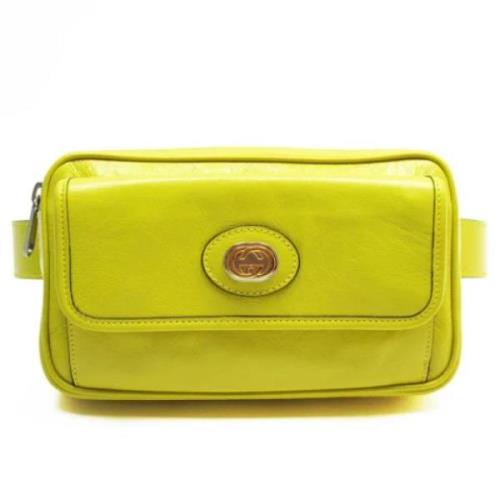 Pre-owned Leather clutches Gucci Vintage , Yellow , Dames