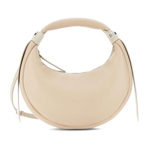 Zijdezachte Nappa Leren Hobo Tas Hogan , Beige , Dames