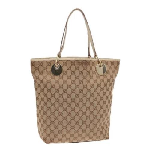 Pre-owned Canvas totes Gucci Vintage , Beige , Dames