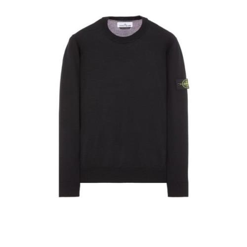 Zwarte Trui met Ribdetails Stone Island , Black , Heren