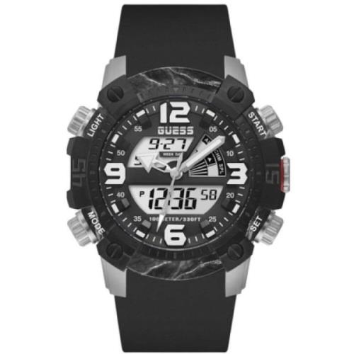 Roestvrijstalen kwarts herenhorloge Guess , Black , Heren