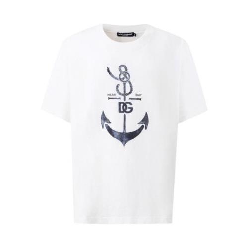 Wit Katoenen T-Shirt Dolce & Gabbana , White , Heren