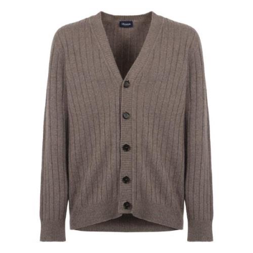 Ribgebreide Cashmere Cardigan Drumohr , Gray , Heren