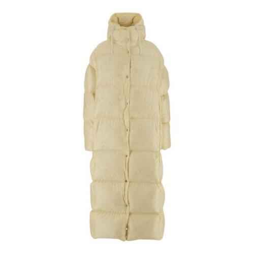 Crème Gewatteerde Donsjas met Capuchon Jil Sander , Beige , Dames