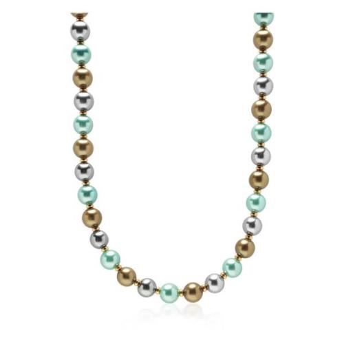 10mm Pastel Metallic Pearl Necklace with Gold Nialaya , Yellow , Heren