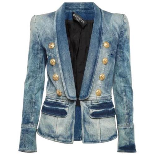 Pre-owned Denim outerwear Balmain Pre-owned , Blue , Dames